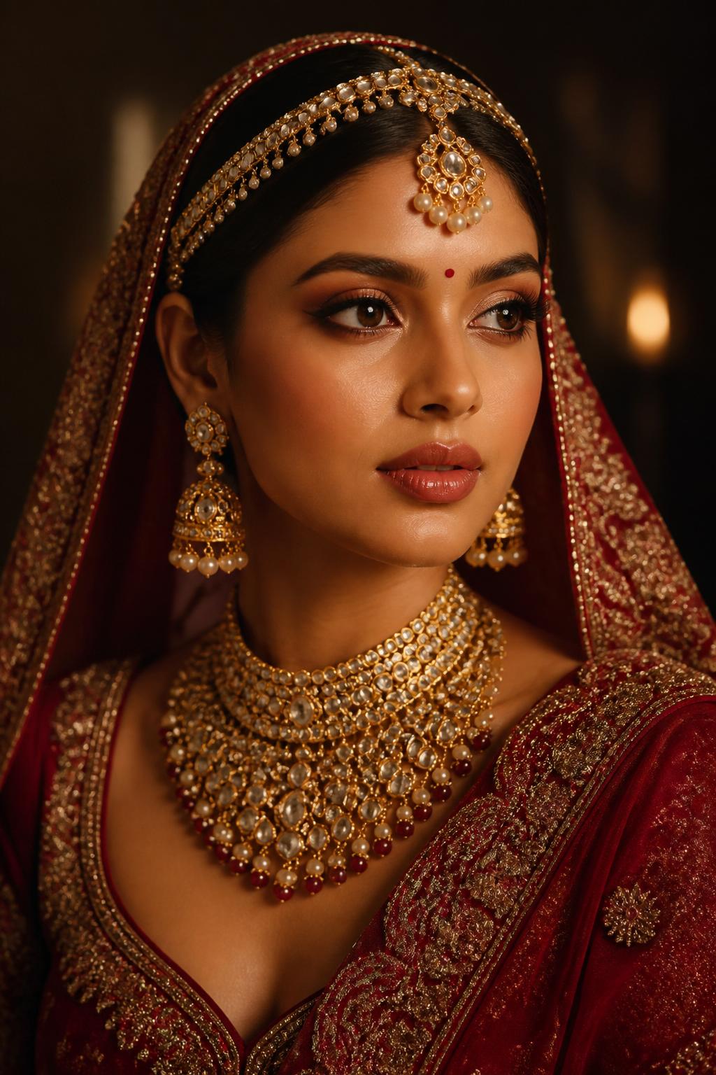 Bride wearing MRM Jewels bridal polki set